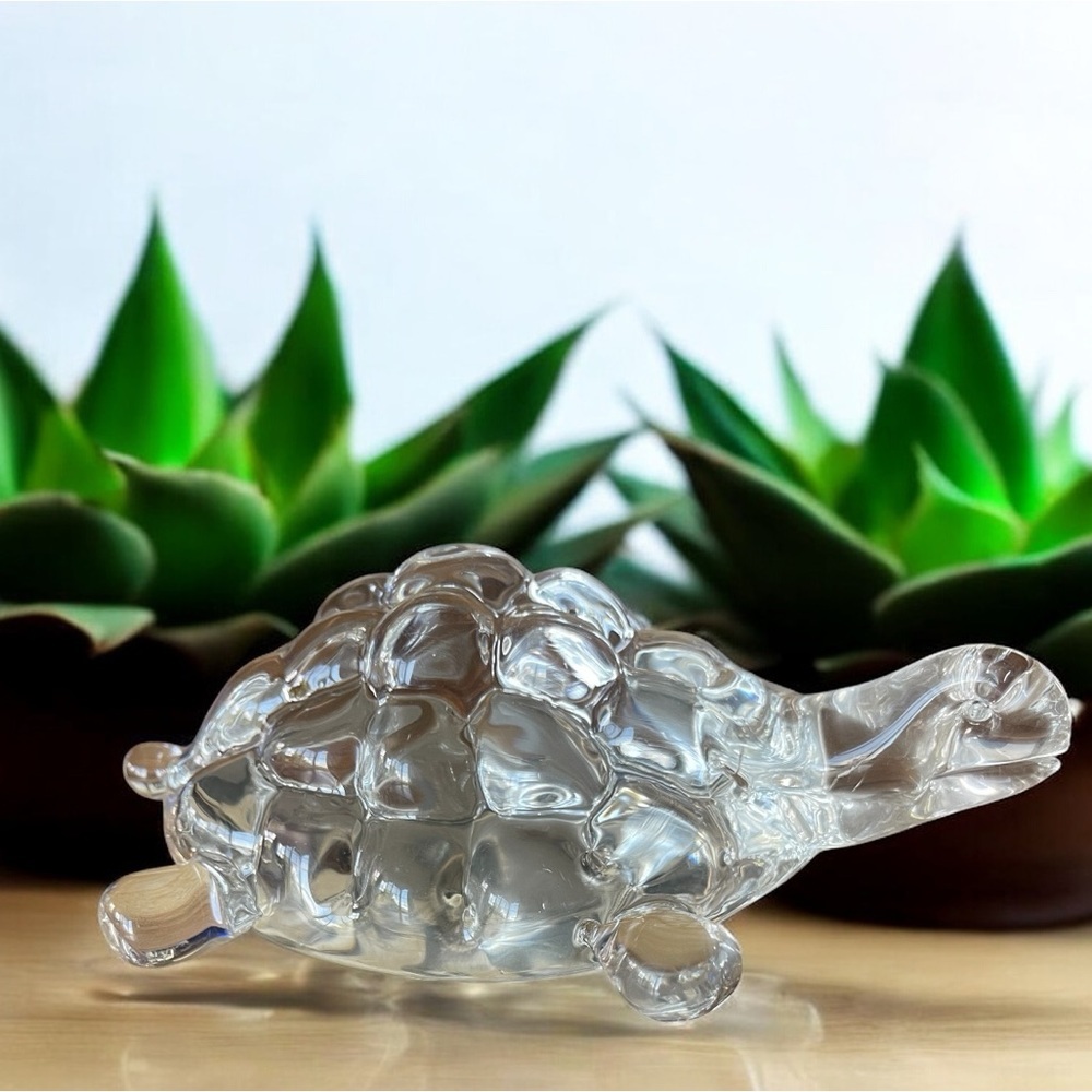 VTG Glass lsland Tortoise Turtle Paperweight 3D Textured Figure Collectible Deco